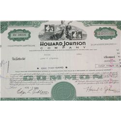 Howard Johnson Co. Stock Certificate Dated 1972