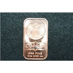 2012 Copper Ingot, .999 Fine 1 Oz.