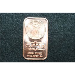 2012 Copper Ingot, .999 Fine 1 Oz.
