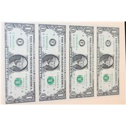 2003-A US Federal Reserve Note $1, Atlanta GA Reserve, Lot of 4 Uncut Bills