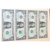 Image 1 : 2003-A US Federal Reserve Note $1, Atlanta GA Reserve, Lot of 4 Uncut Bills
