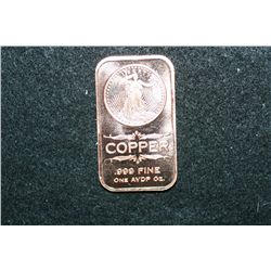 2012 Copper Ingot, .999 Fine 1 Oz.