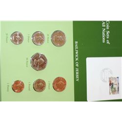 Bailiwick of Jersey; Coin Sets of All Nations W/Stamp Dated 1985