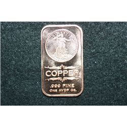 2012 Copper Ingot, .999 Fine 1 Oz.