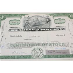 Reading Company Stock Certificate Dated 1965