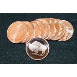 2011 Buffalo Copper Round, .999 Fine 1 Oz., Lot of 10