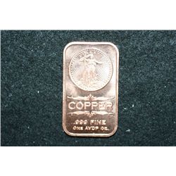 2012 Copper Ingot, .999 Fine 1 Oz.