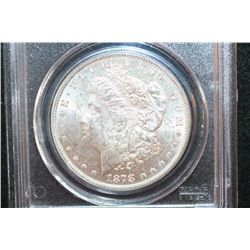 1878 Silver Morgan $1, PCGS Graded MS62, Weak, 7/8 Tailfeathers