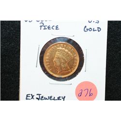 Indian Princess $3 Gold Coin, Removed from Jewelry