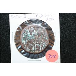 565-578 AD Justin II Ancient Coin