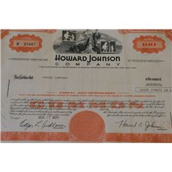 Howard Johnson Co. Stock Certificate Dated 1971