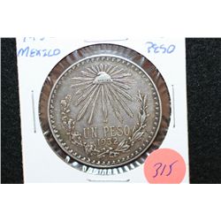 1932 Mexico Un Peso Foreign Coin, 0.720 Ley