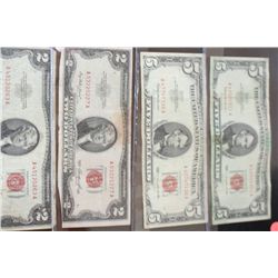 1963 United States Note $5, Red Seal, Lot of 2 and 1953 United States Note $2, Red Seal, Lot of 2