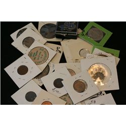 Grab Bag of Various US & Foreign Coins, Tokens, Wooden Nickels, Etc., Lot of 25