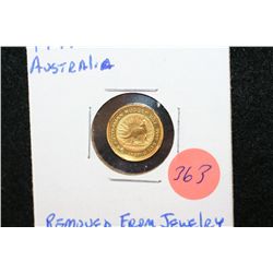 1991 Australia $5 Gold Coin, 1/20th Oz. 9999 Fine Gold, Removed from Jewelry