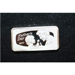 1977 Father's Day Silver Ingot, Solid Sterling Silver 2 Oz., The Franklin Mint