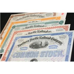 Northern Pacific Railroad Co. Stock Certificate Dated 1892, 1895, 1894, 1893 & 1883, Lot of 5