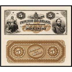 Imperio Do Brasil, Estampa 7A, 1874 Issue Proof Banknote.