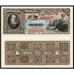 Imperio Do Brasil, Estampa 9, 1888 Issue Proof Banknote.