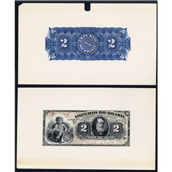 Imperial Do Brazil, Estampa 6A, ND (1882) Issue Color Trial Essay Proof Banknote.