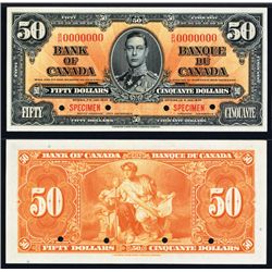 Bank of Canada, $50 1937 Issue Specimen Banknote.