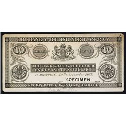 Bank of British North America, 1865 Issue Proof Banknote.