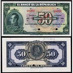 El Banco De La Republica, 1943 Issue.