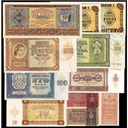 Croatia Banknote Issue Assortment.