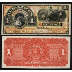 Banco Salvadoreno 1899 Issue Proof Banknote Used in Counterfeiting Security Department.