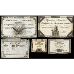 Republique Francaise, 1792 Issue Assignat Assortment.