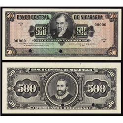 Banco Central De Nicaragua, 1962 Issue Specimen.