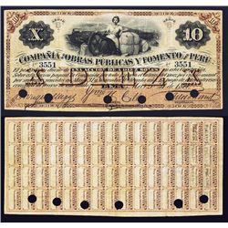 Compania De Obras Publicas Y Fomento Del Peru, 1874 Issue Unlisted Discovery Note.