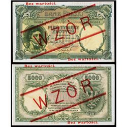 Bank Polski, 5000 Zlotych, 1919 Specimen Only Issue.