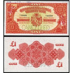 Government of Tonga, ND (1951) Issue Specimen Banknote.