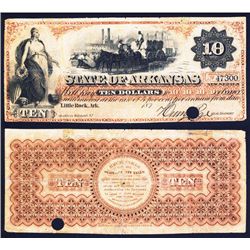 State of Arkansas $10 Obsolete, 187x, Issued.