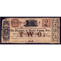 Treasurer of Harris County, Geo. Obsolete Banknote.