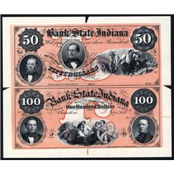 Bank of the State of Indiana Uncut Proprietary Sheet of 2 Proofs.