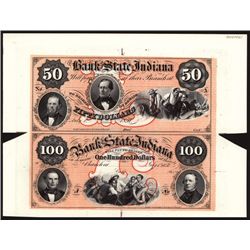 Bank of the State of Indiana Uncut Sheet of 2 Proprietary Proofs.