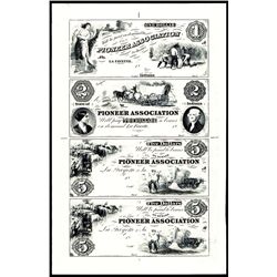 Pioneer Association Uncut Sheet of 4 Proprietary Proofs.