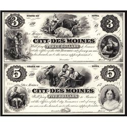 City of Des Moines, Uncut Sheet of 2 Proprietary Proofs.