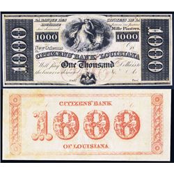 Citizens' Bank of Louisiana, $1000 Obsolete.