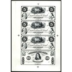 Cumberland Bank Uncut Sheet of 4 Proprietary Proofs.