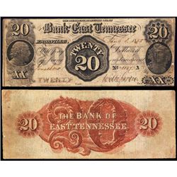 Bank of East Tennessee, 1855 Obsolete banknote Payable at Jonesboro.