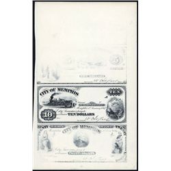 City of Memphis Uncut Sheet of 4 Proprietary Progress Proofs.