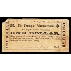 County of Westmoreland, 1862 Scrip Note.