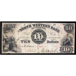 North Western Bank of Virginia, 1850's Obsolete Banknote.