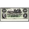 Image 1 : Union Bank of Columbia $50 Green Tinted Proprietary Proof