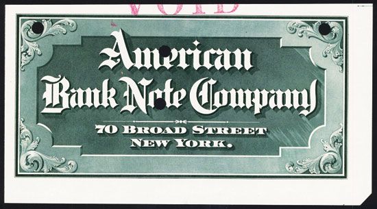 American Bank Note Company Calendar Top or Sample Advertising Sign ...