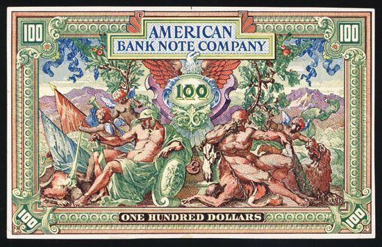 1900 Bank Note American Bank Note Company, 1890-1900's Litho Advertising Card ...