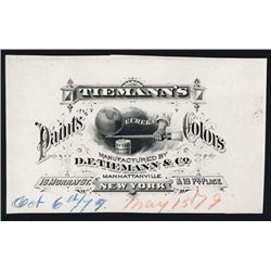 Tiemann's Paints Colors Business Card or Bill Head Proof.